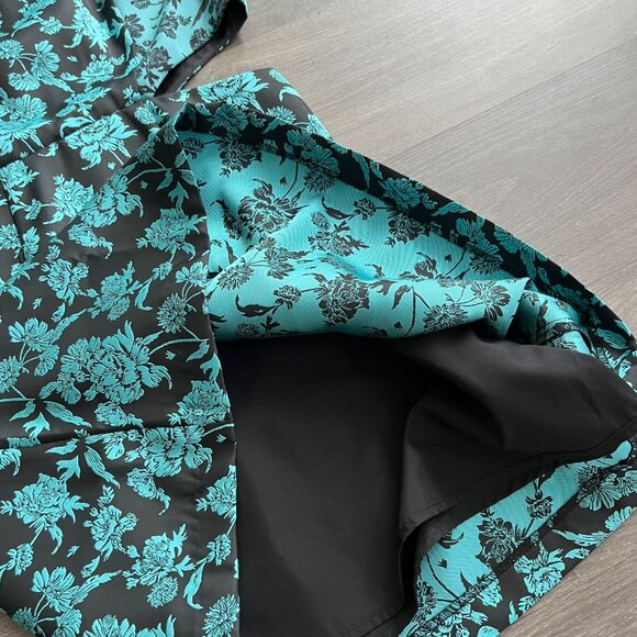 NWT HUTCH Teal & Black Jacquard Cut Out Mini Sleeveless Dress - Picture 5 of 13